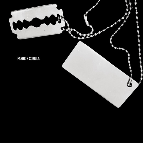 Vintage Dior John Galliano Silver Logo Ball Chain Razor Blade Dog Tag Necklace - Picture 7 of 16